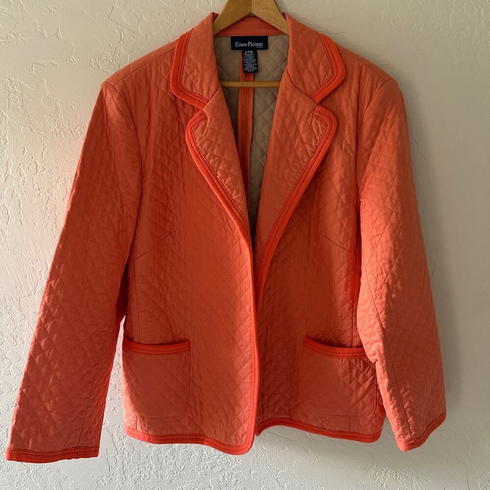 Evan Picone Orange Blazer Structured Suit Jacket